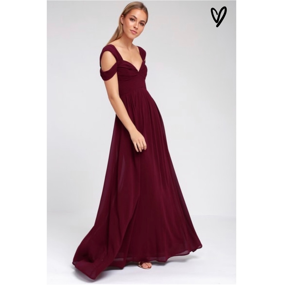 Lulu’s Make Me Move Burgundy Bridesmaid dress